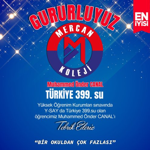 Türkiye Derecesi Y-SAY Türkiye 399.su Mercan Koleji Malatya Kampüsü